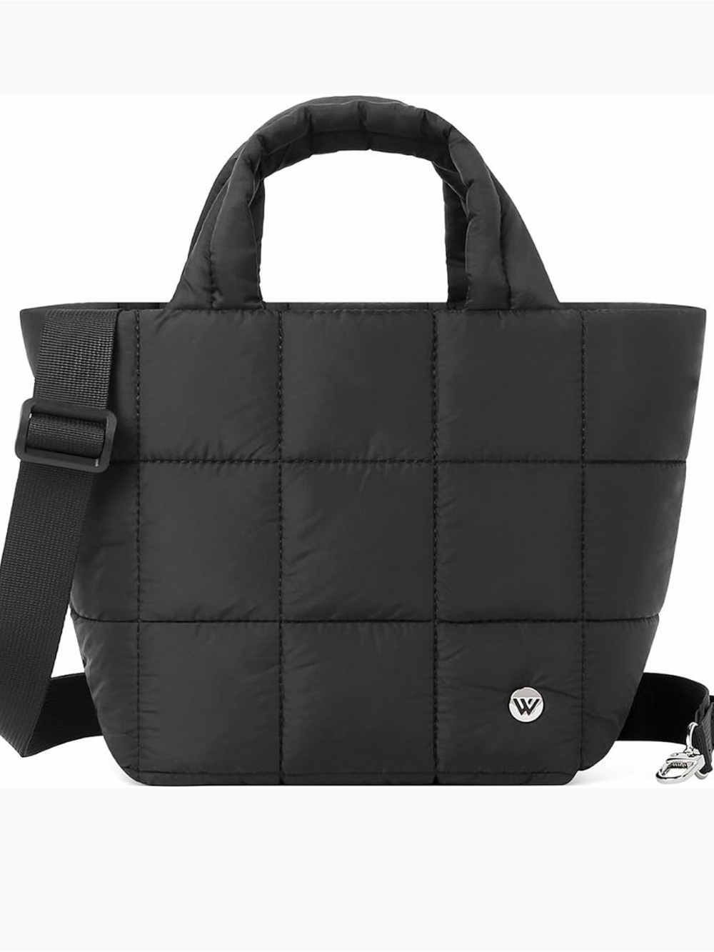 Westbronco Quilted Puffer Crossbody Tote Bag in Black
